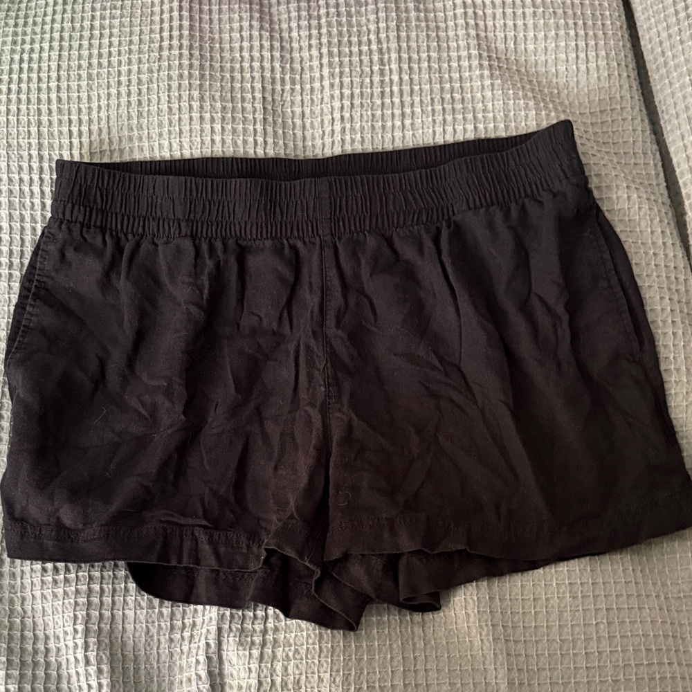 Black Old Navy Linen Blend Comfort Waistband Shorts